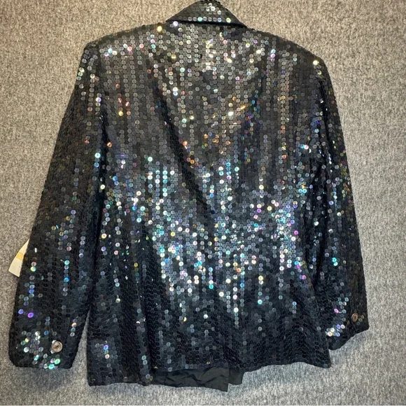 Diane Gilman 100%‎ silk sequins jacket L NWT - Picture 10 of 16